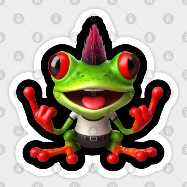 funny punk red eyed tree frog Sticker by clearviewstock